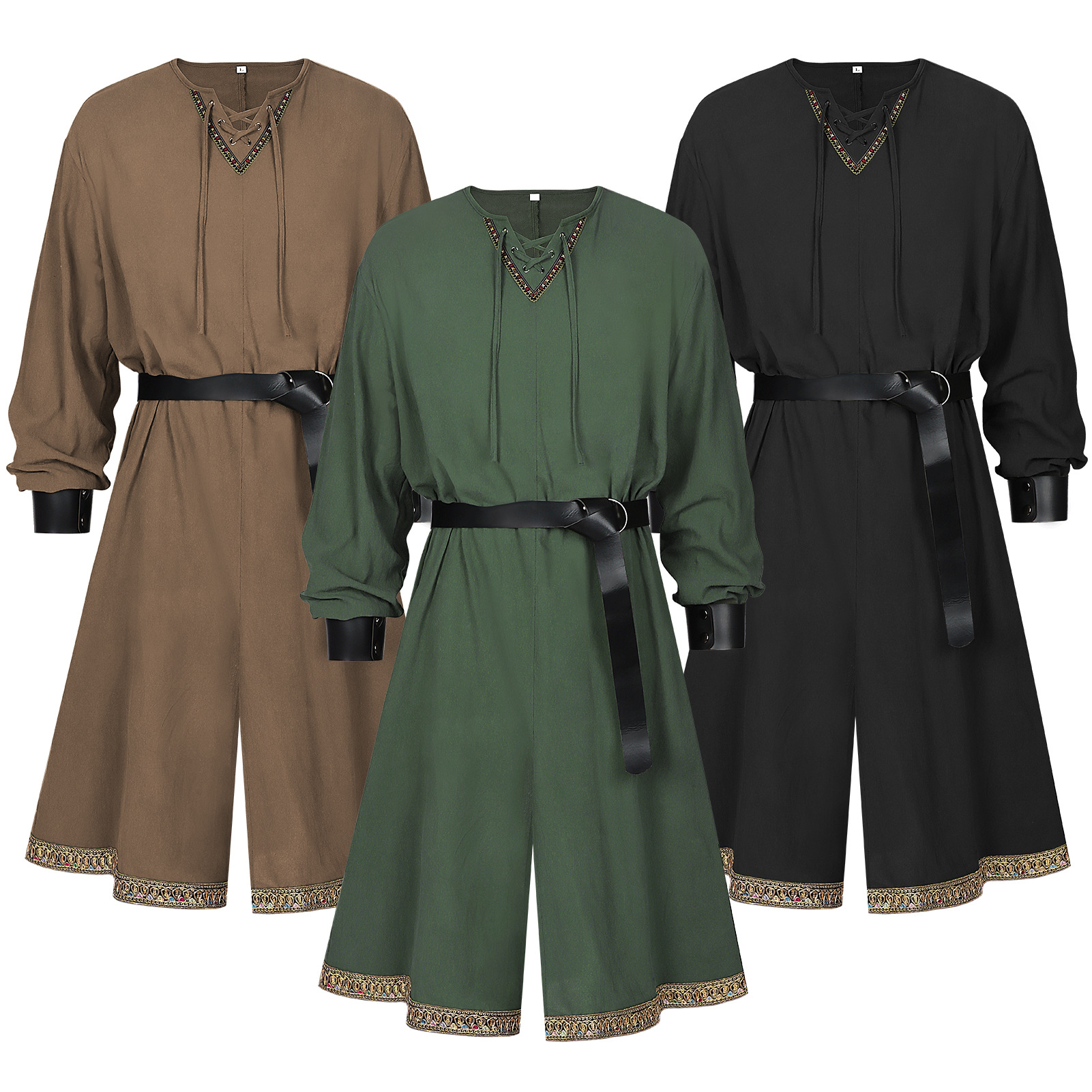 新款文艺复兴时期圣殿骑士束腰外衣维京骑士海盗复古舞台表演服