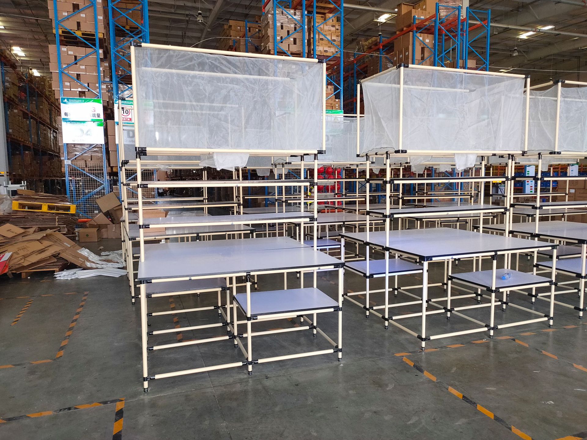 防静电周转车精益管物料架复合管线棒车手推车无尘移动带轮工作台