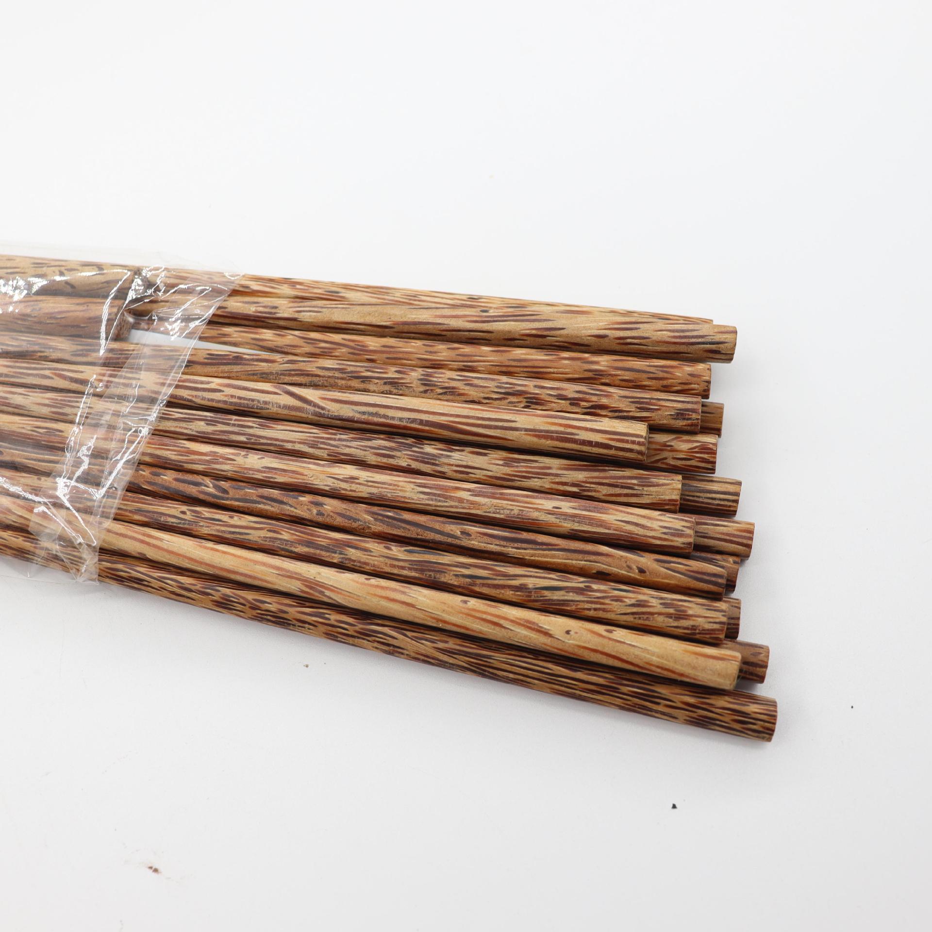 椰子木筷子无漆无蜡耐高温实木家用筷子十双装opp包装木筷批发