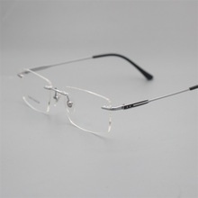 无框纯钛钛板高品质眼镜配眼镜丹阳眼镜切边商务眼镜架男士
