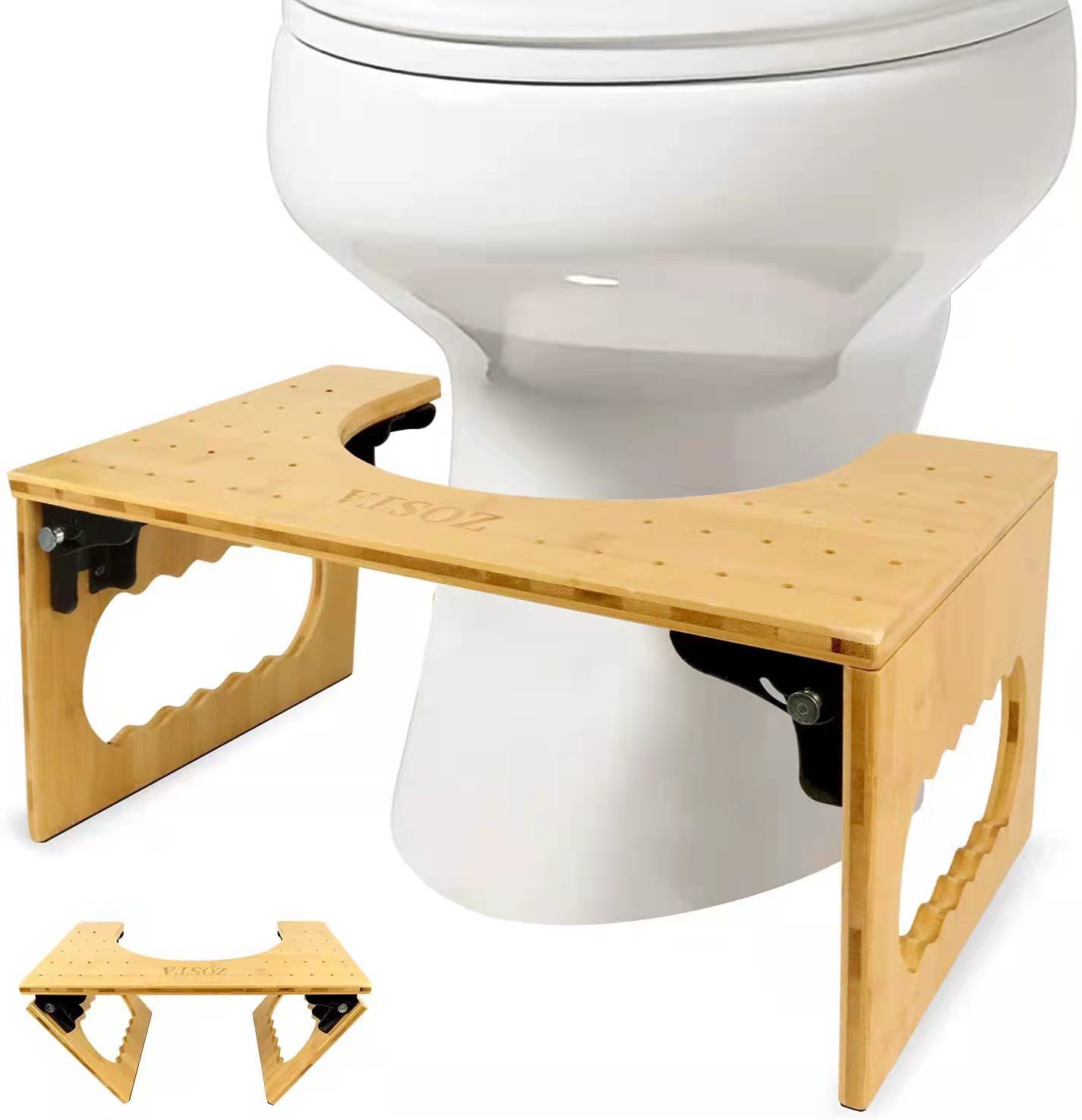 马桶凳竹制蹲式马桶凳踏脚凳 成人儿童卫生间蹲便器浴室脚踩凳