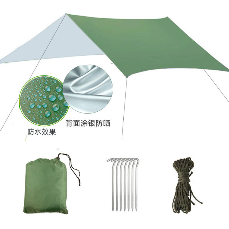 outdoor multi-functional square canopy waterproof and sun protection beach pergola sunshade tent lightweight silver pastebrushing mattress ground cloth