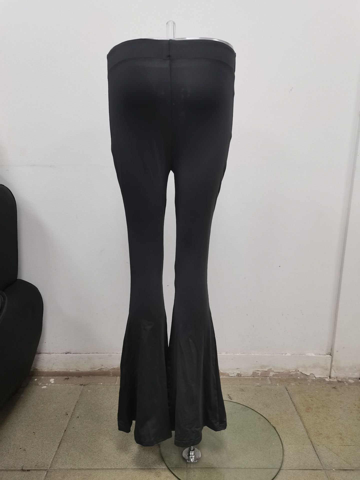 Black High Waist Slim Flare Pants European and American 2023 Spring Personality Pleated Hip Lifting Ins Casual Trousers in Stock