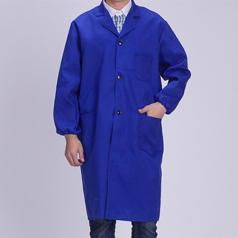 加长斜纹纯色男女蓝大褂工厂防污保洁工作服搬运工耐磨劳保大褂