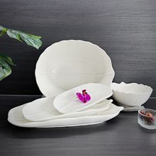 日式创意摆盘餐盘套装酒店沙拉碗陶瓷商用白瓷平盘白色高级感碗碟