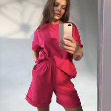 跨境外贸夏季新款纯色彩虹色时尚卫衣两件套时尚款运动休闲套装女