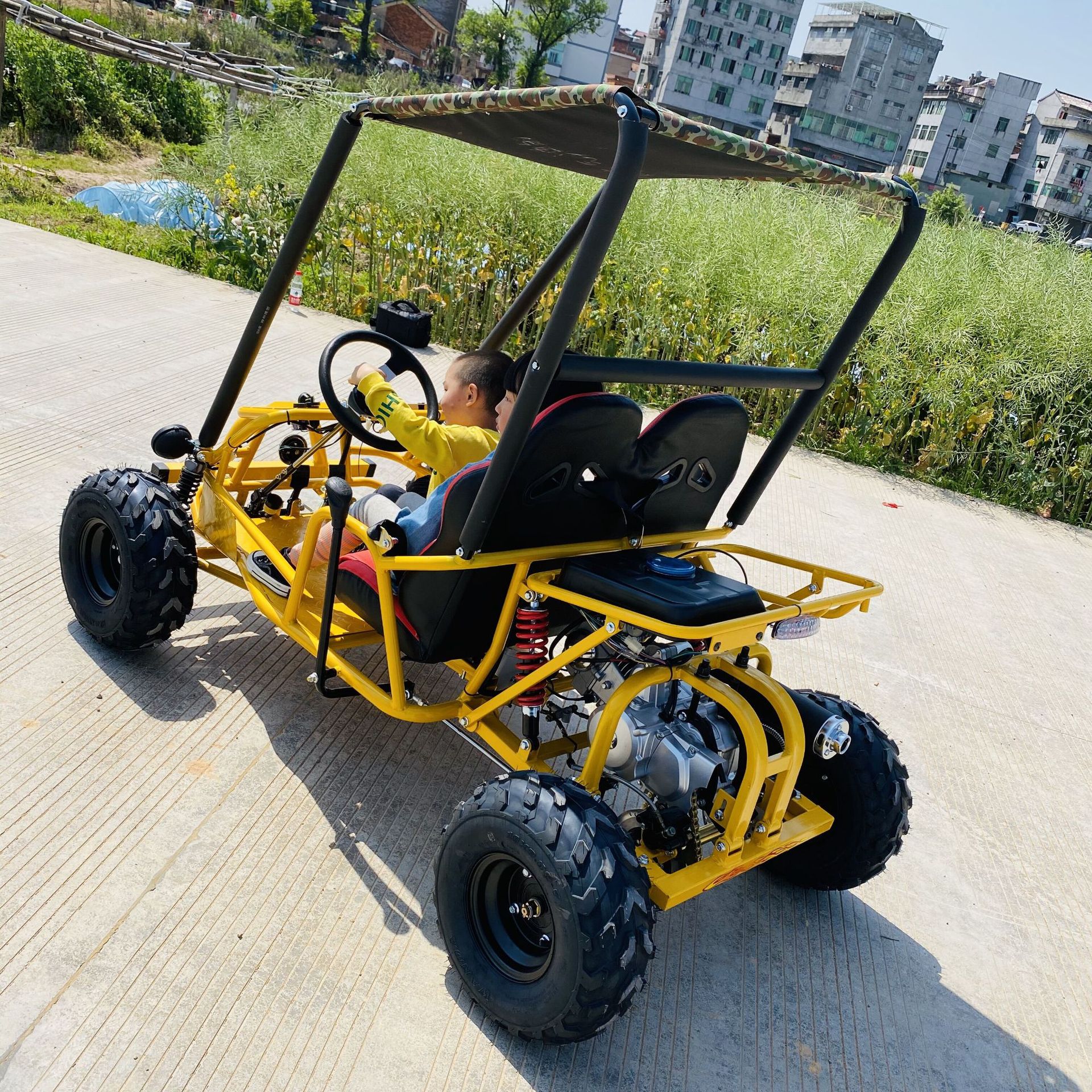 儿童卡丁车电动双人竞技漂移越野车游乐场户外场地汽油四轮沙滩车
