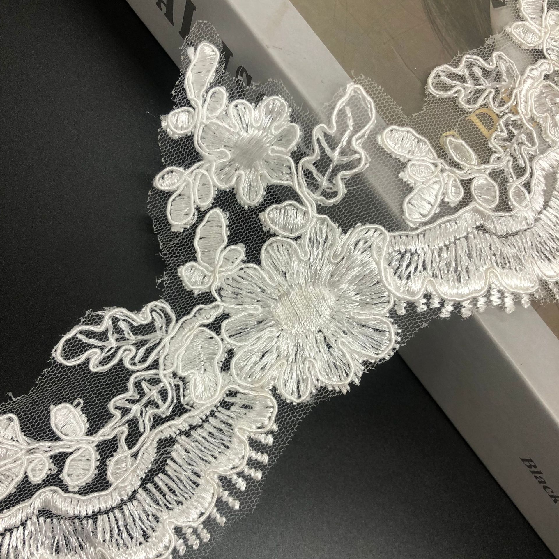 车骨蕾丝花边辅料新娘头饰品婚纱头纱衣服装饰材料宽白色