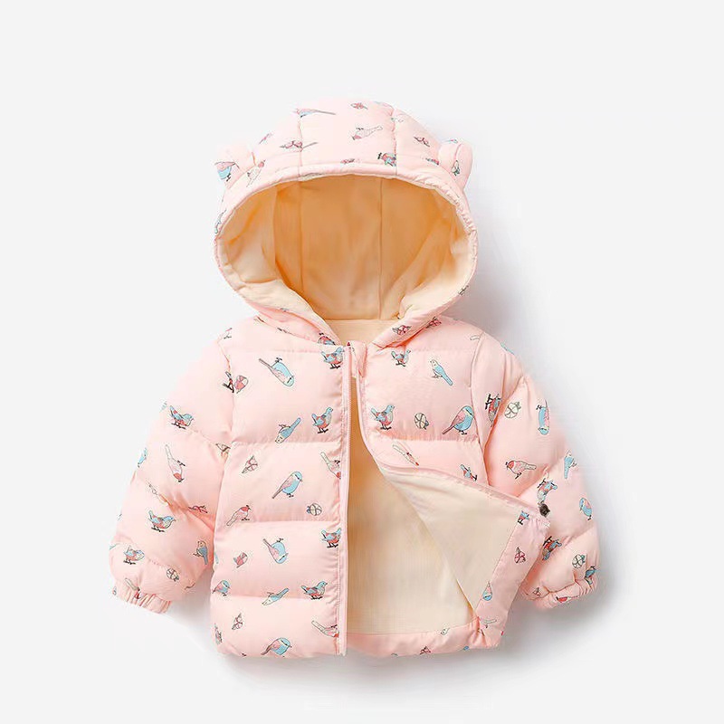 Children's down and Wadded Jacket Fleece-Lined Thickened Hooded Cotton-Padded Jacket Men's and Women's Baby and Infant Little Children's Clothing Cotton-Padded Jacket