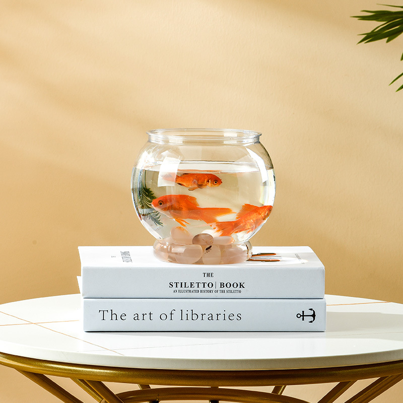 Plastic Pet Thickened Living Room Fish Tank High Transparent Small Desktop Fish Tank Household Hydroponic Plant Spherical Fish Globe