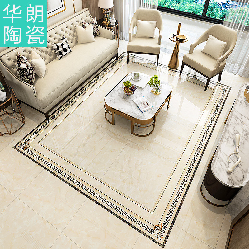 欧式客厅线瓷砖拼花图800x300新中式餐厅微晶石波打线地板砖