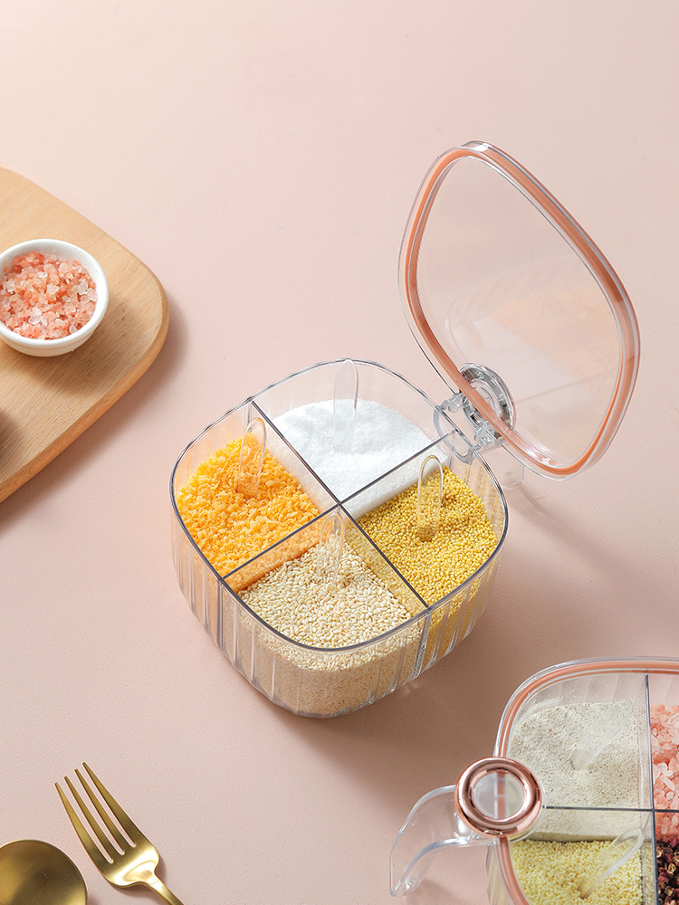 Light Luxury Seasoning Jar Seasoning Bottle Kitchen Household with Lid Condiment Dispenser Sealed Seasoning Containers Flip Lid Seasoning Box with Spoon