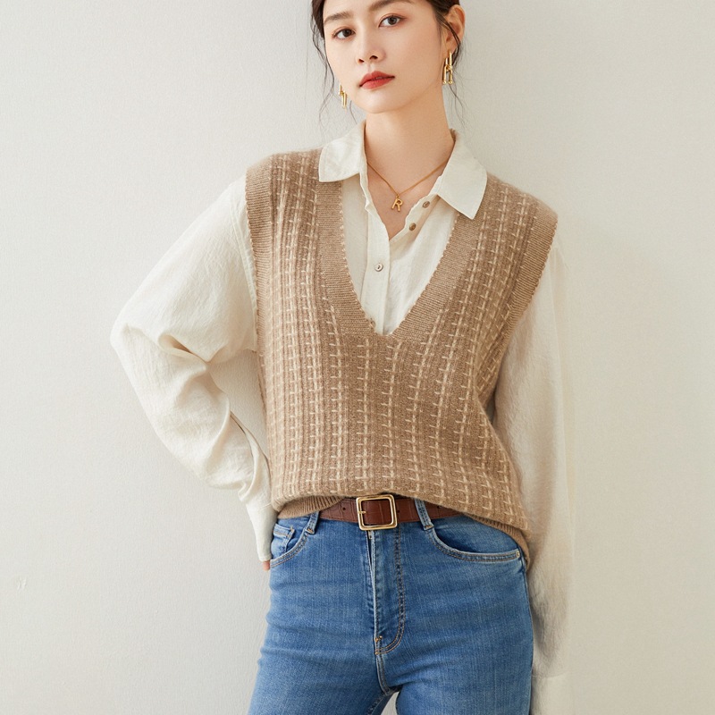 毛衣马甲背心女士无袖秋装2021年新款秋季上衣v领内搭打底针织衫