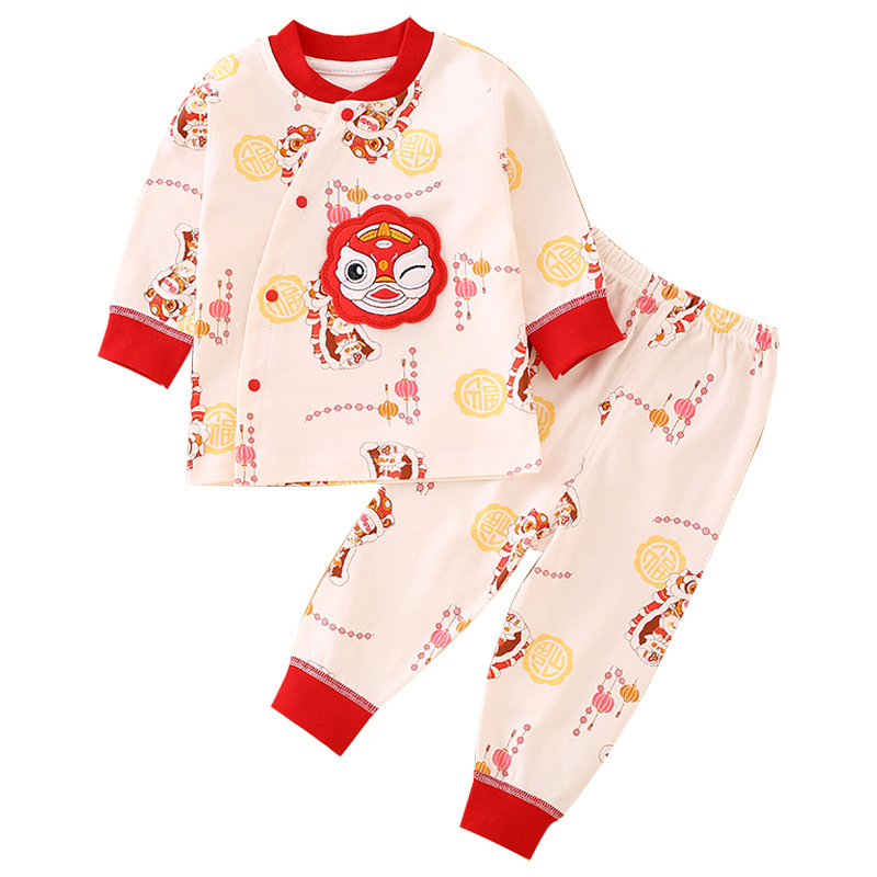 Baby Autumn Clothes Long Pants Newborn Spring and Autumn Outer Wear Split Underwear Thin Baby Suit Clothes Two-Piece Pajamas Baby Clothes