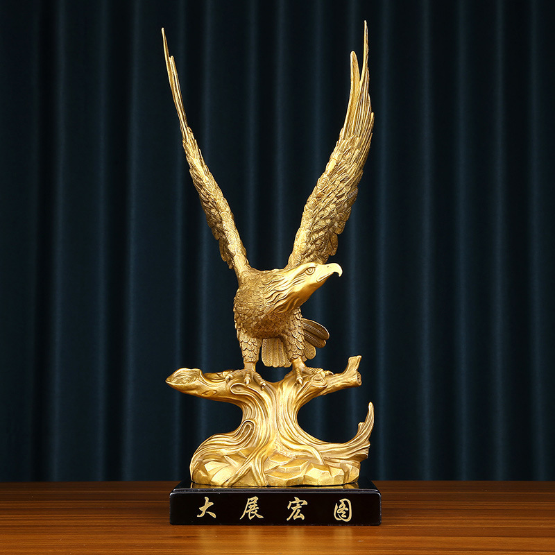 黄铜鹰摆件《大鹏展翅》客厅电视柜玄关办公室家居桌面装