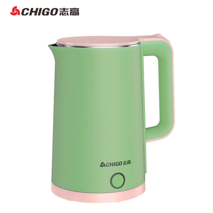 志高电热水壶家用电水壶大容量快速沸腾不锈钢烧水壶双层防烫水壶