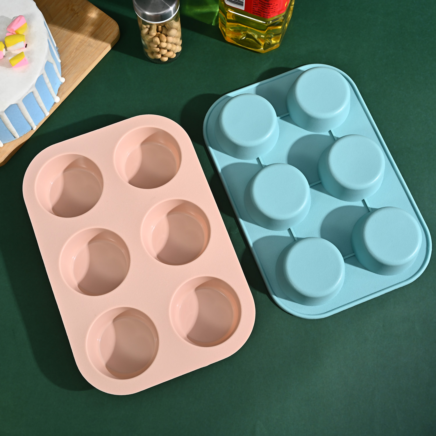6-Piece Silicone Cake Mold Food Grade round Diy Mousse Mold Easy to Remove Film Non-Stick Heatproof Baking Utensils