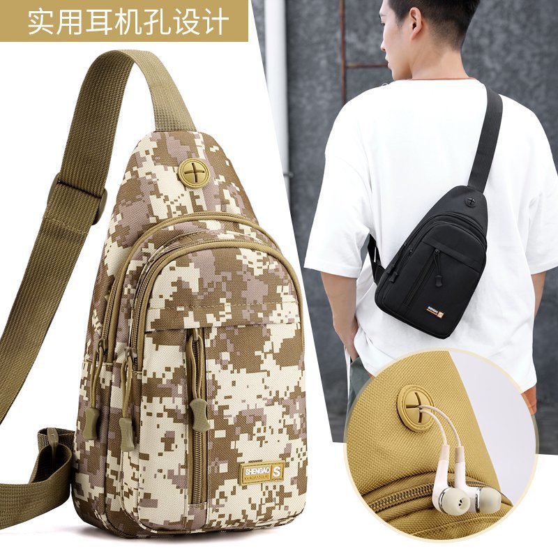 Men's Trendy Business Chest Bag Walking Casual Headset Messenger Bag Trendy One-Shoulder Chest Bag Fashion Canvas Chest Bag