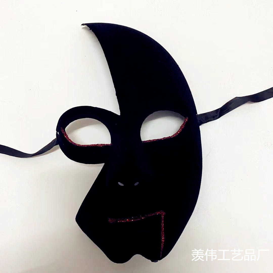 植绒半脸佐罗面具万圣节化鬼节妆舞会公主面具男女派对面具