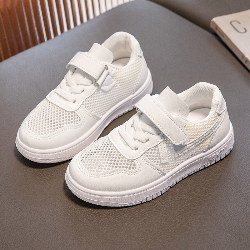 Children's White Shoes 2023 Spring and Autumn New Mesh Big Children Girls' Shoes Children's Casual Shoes Breathable Board Shoes