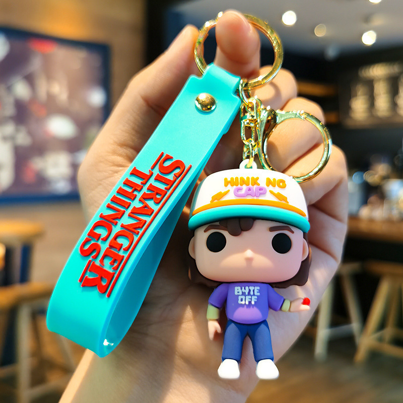 Cross-Border Stranger Things Eddie Lucas Doll Keychain Push Creative Vehicle Key Chain Handbag Pendant Wholesale