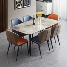 亮光岩板餐桌餐椅组合小户型现代简约餐桌
