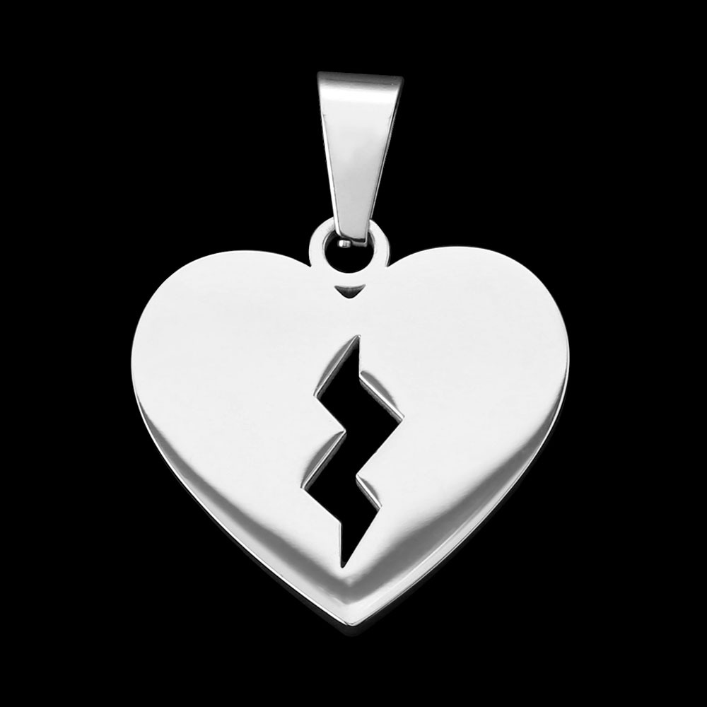 欧美嘻哈破裂爱心吊坠微镶锆石满钻项链男女ins流行饰品跨境批发