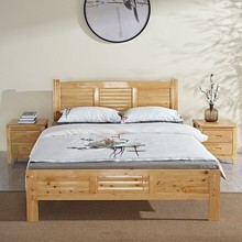 实木床1.5米柏木双人床1.8米中式现代简约出租房床简易1.2m单人床