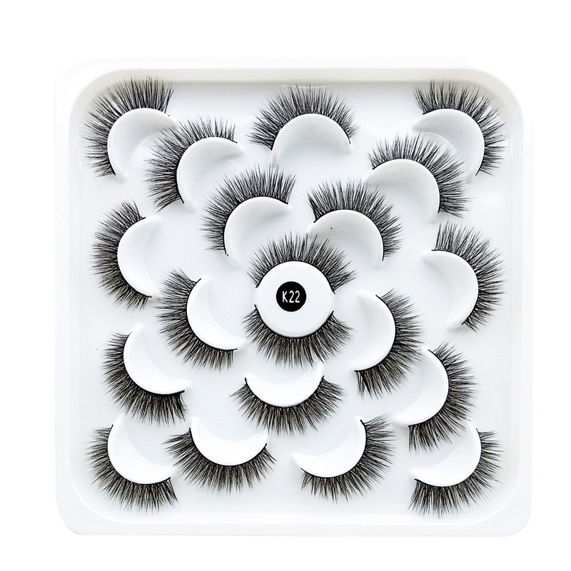 Multiple Options 10 Pairs of Lotus Porcelain Plate False Eyelashes 3D Chemical Fiber Natural Nude Makeup Factory Production Wholesale