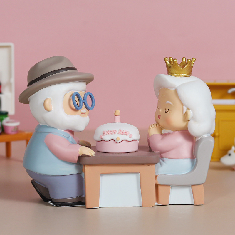 糖盒life小摆件新老头老太送爸爸妈妈父母长辈结婚周年纪念礼物