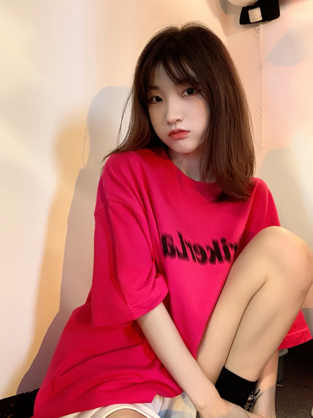 2022年夏季新款火龙果色短袖t恤女ins潮设计感小众宽松显瘦上衣服