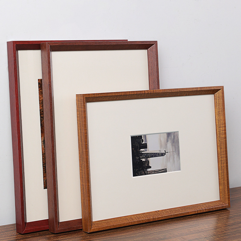 实木画框外框挂墙8k a4a3纸照片打印4开装裱拼图框架24寸相框