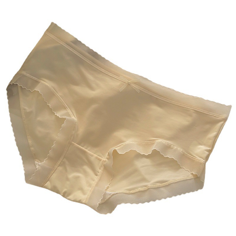 Summer Seamless Ice Silk Underwear Women's Breathable Pure Desire Sexy Thin Mid Waist Girls' Briefs