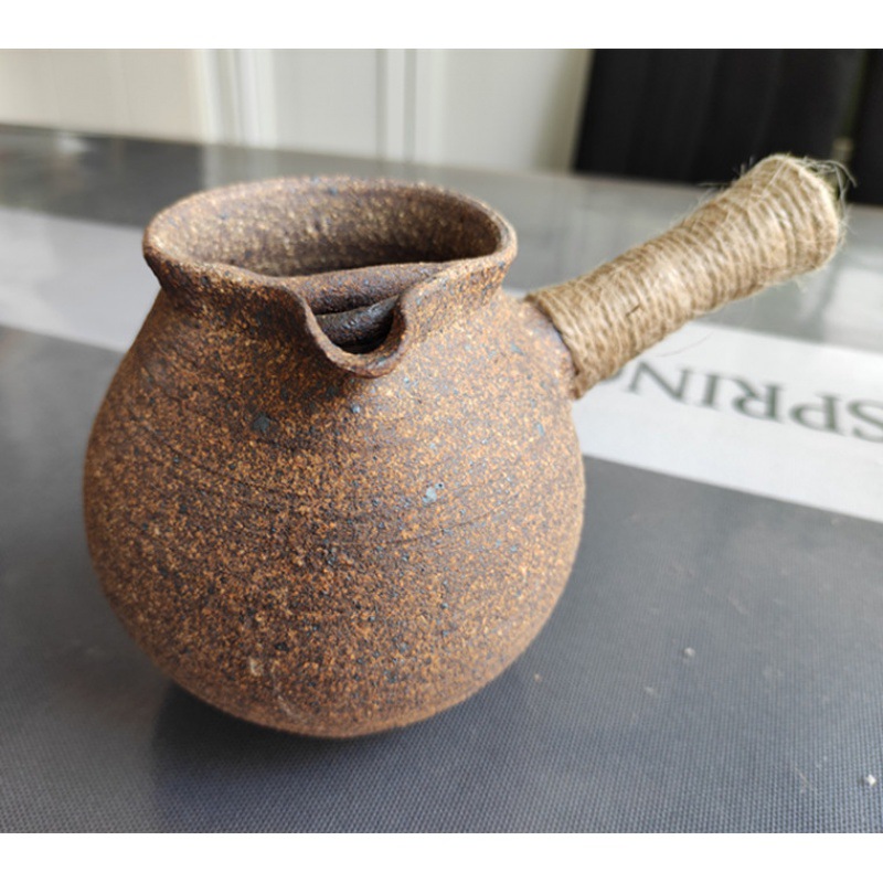 手工云南粗陶侧把烤茶罐土陶公道杯煮茶壶罐罐茶罐煮茶器烤茶壶