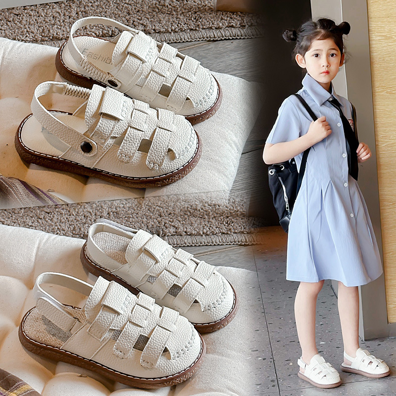 儿童凉鞋2024夏季新款韩版女童休闲凉鞋防滑包头两穿镂空男童凉拖