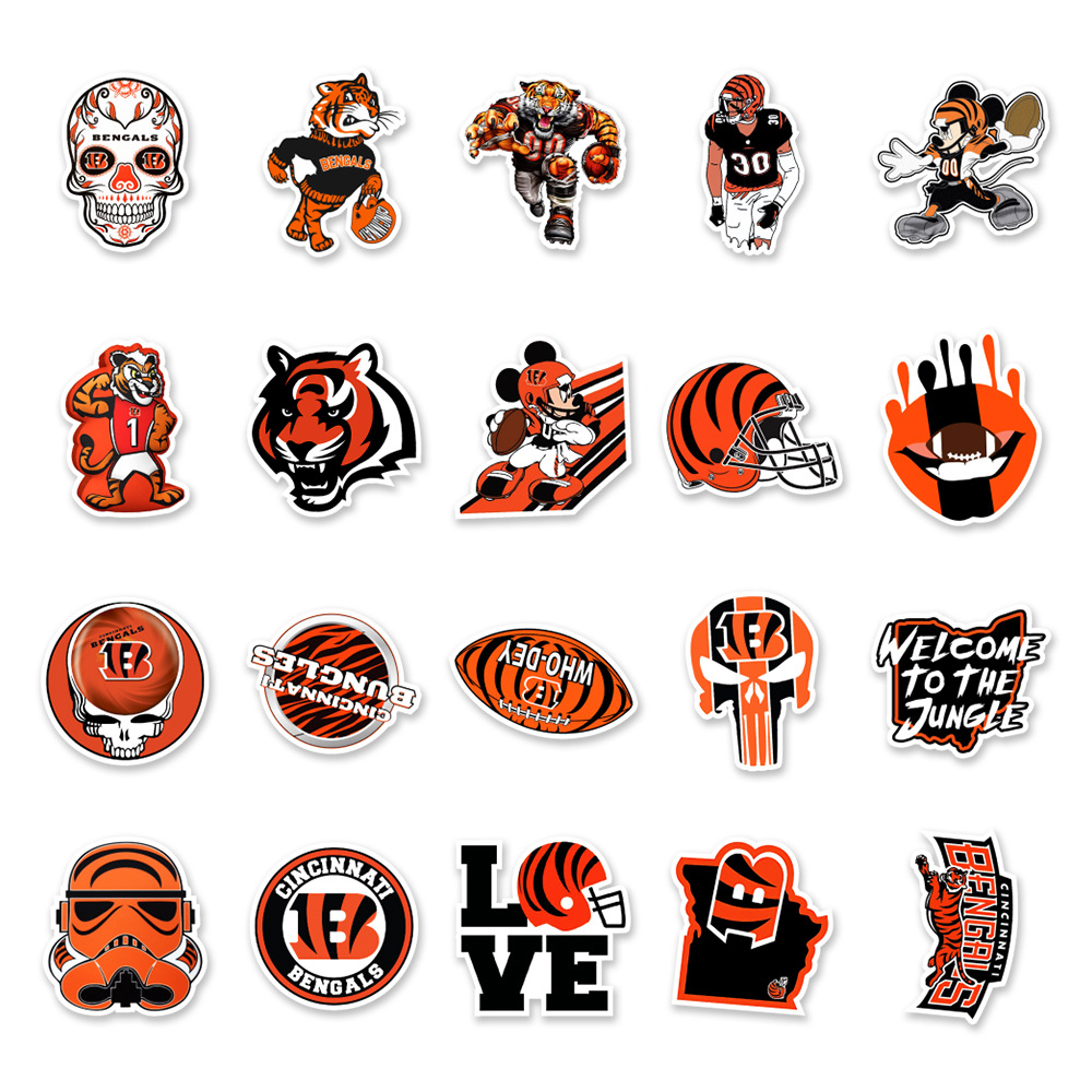50张美国橄榄球辛那提猛虎队涂鸦贴纸汽车手机水杯装饰贴纸批发