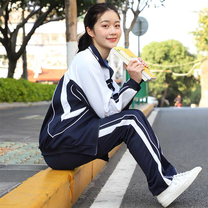 深圳校服中学夏季速干薄款套装男女统一高中短袖短长裤初中生跨境