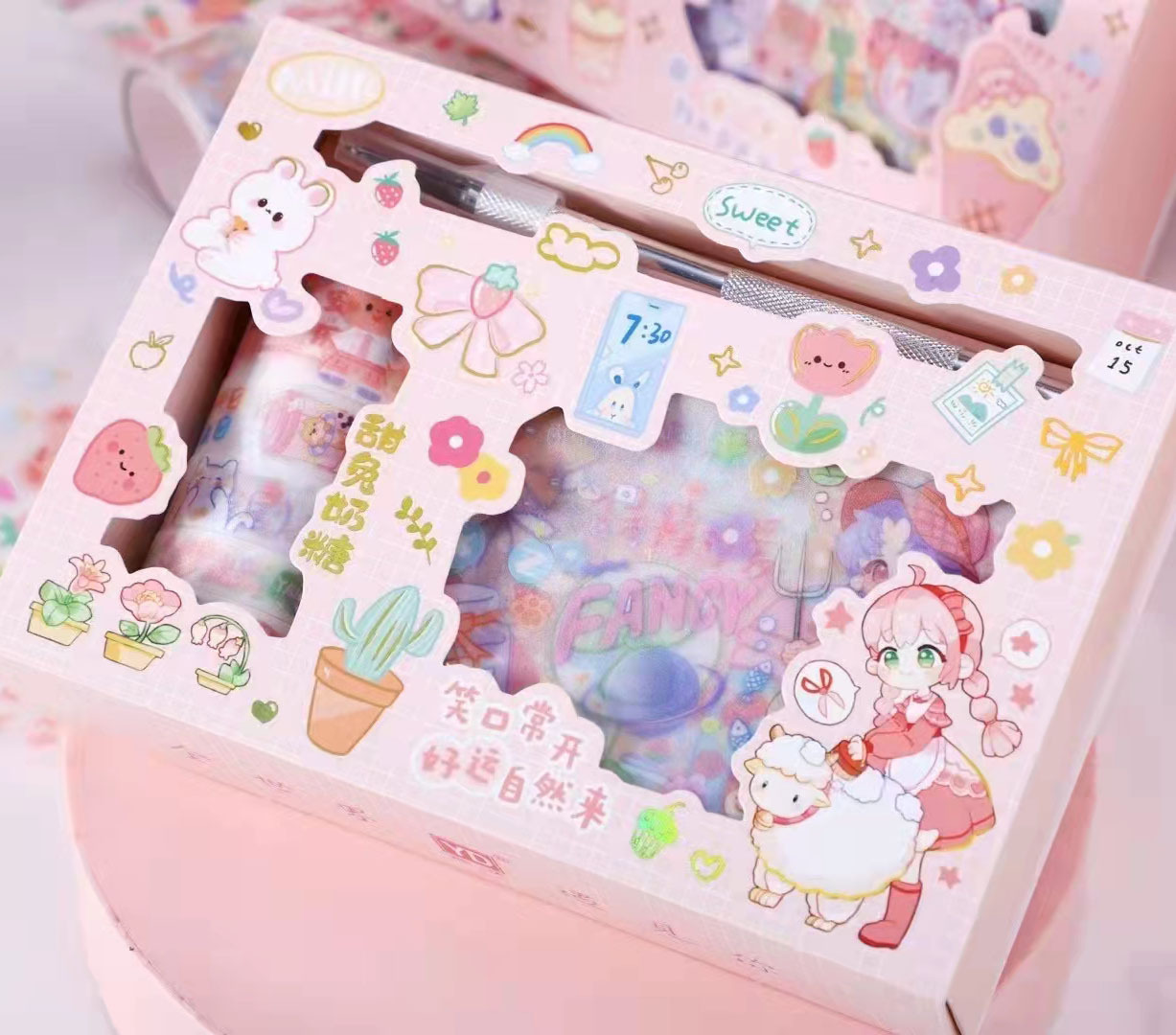 17入磨砂手账胶带贴纸刻刀套装 小清晰ins风语闲手帐素材贴画