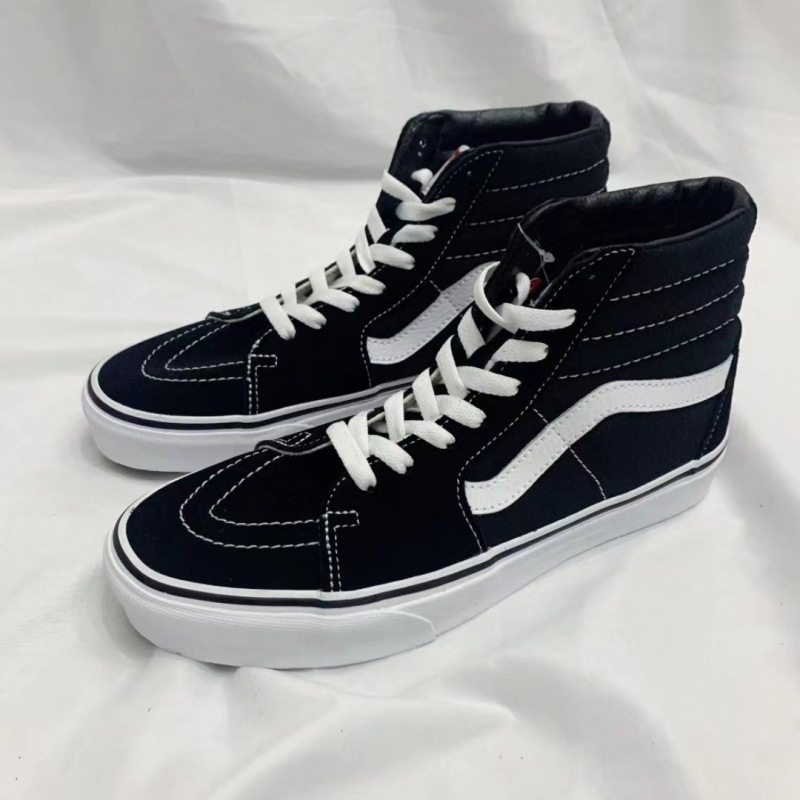 莆田纯原万斯鞋sk8高帮帆布鞋黑白经典凹凸标男女休闲帆布板鞋