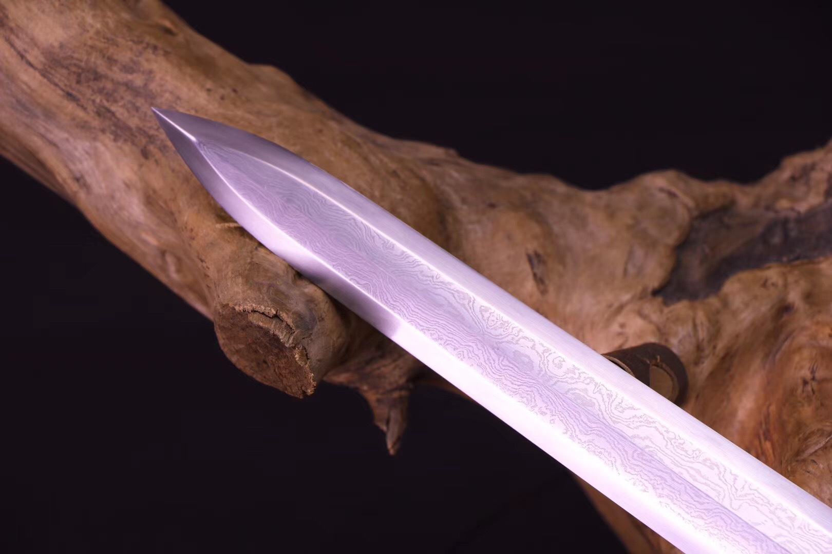 厂家批发龙泉市刀剑 铜装花纹钢手工锻打 中式传统宝剑一体长短剑