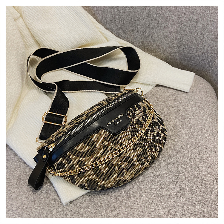 Popular BBAO Leopard Print Chest Bag One Shoulder Bag Women 2023 New Trendy Cool Retro Fashion Plaid Crossbody Waist Bag