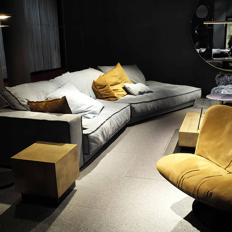 baxter沙发设计师意式现代科技布轻奢异形转角羽绒磨砂真皮沙发