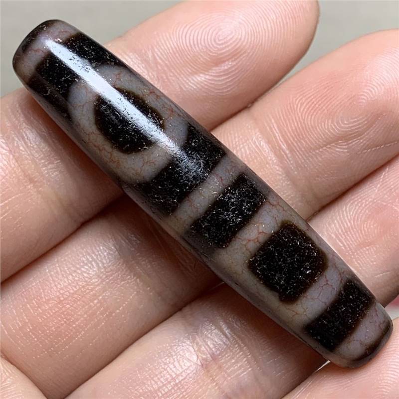 一物一图 天然玛瑙真品古法高油满血丝两眼双天地天珠51.8*11.