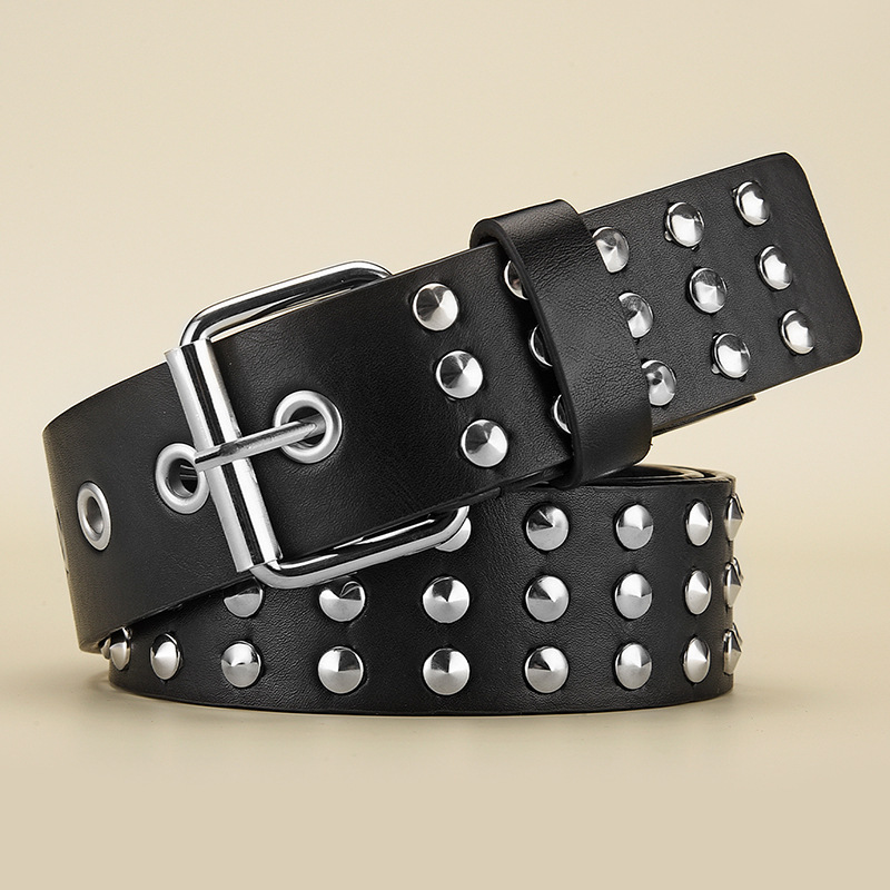European and American Rivets Fashion Pin Buckle Belt Metal Belt Men's and Women's Cross-Border Trend Punk with Jeans Decorative Band
