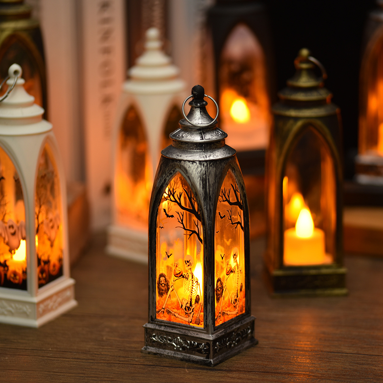 New Electronic Storm Lantern Small Oil Lamp Exclusive for Cross-Border European Style Vintage Ornament Small Night Lamp Ambience Light Candle Light Wholesale