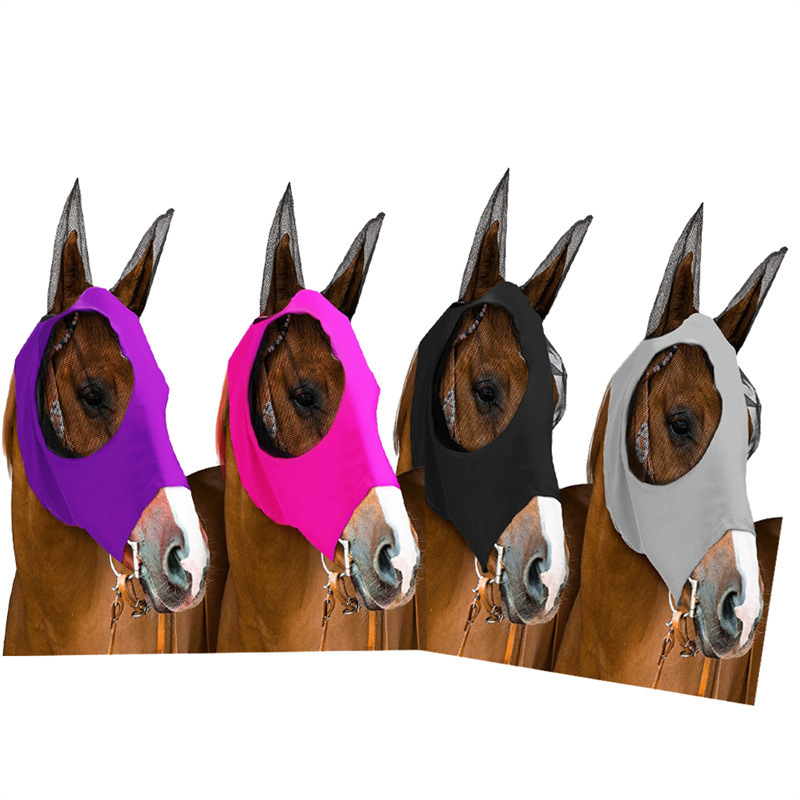Cross-Border Equestrian Supplies Horse Mask Hatchet Face Anti-Mosquito Net Anti-Mosquito Anti-Insect Anti-Fly Elastic Horse Mask