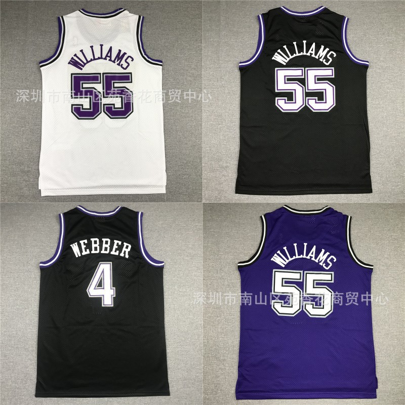 nba篮球衣 国王队55#威廉姆斯4#韦伯刺绣篮球服 kings jersey