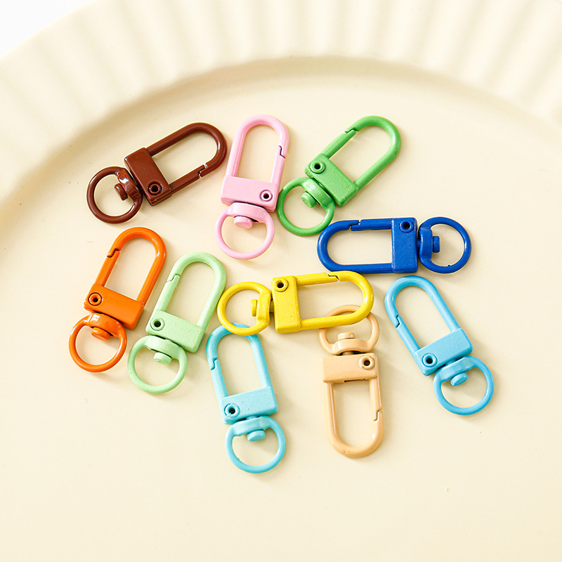 Painted Color Keychain Accessories DIY Ornament Bag Key Ring Hanging Buckle 8-Word Buckle Shrimp Buckle Door-Shaped Lobster Buckle