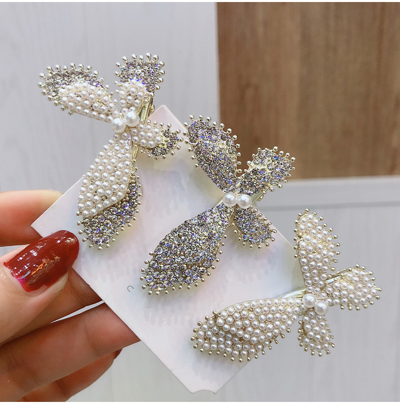 珍珠蝴蝶结夹子头饰优雅气质网红刘海边夹少女韩国简约风发夹