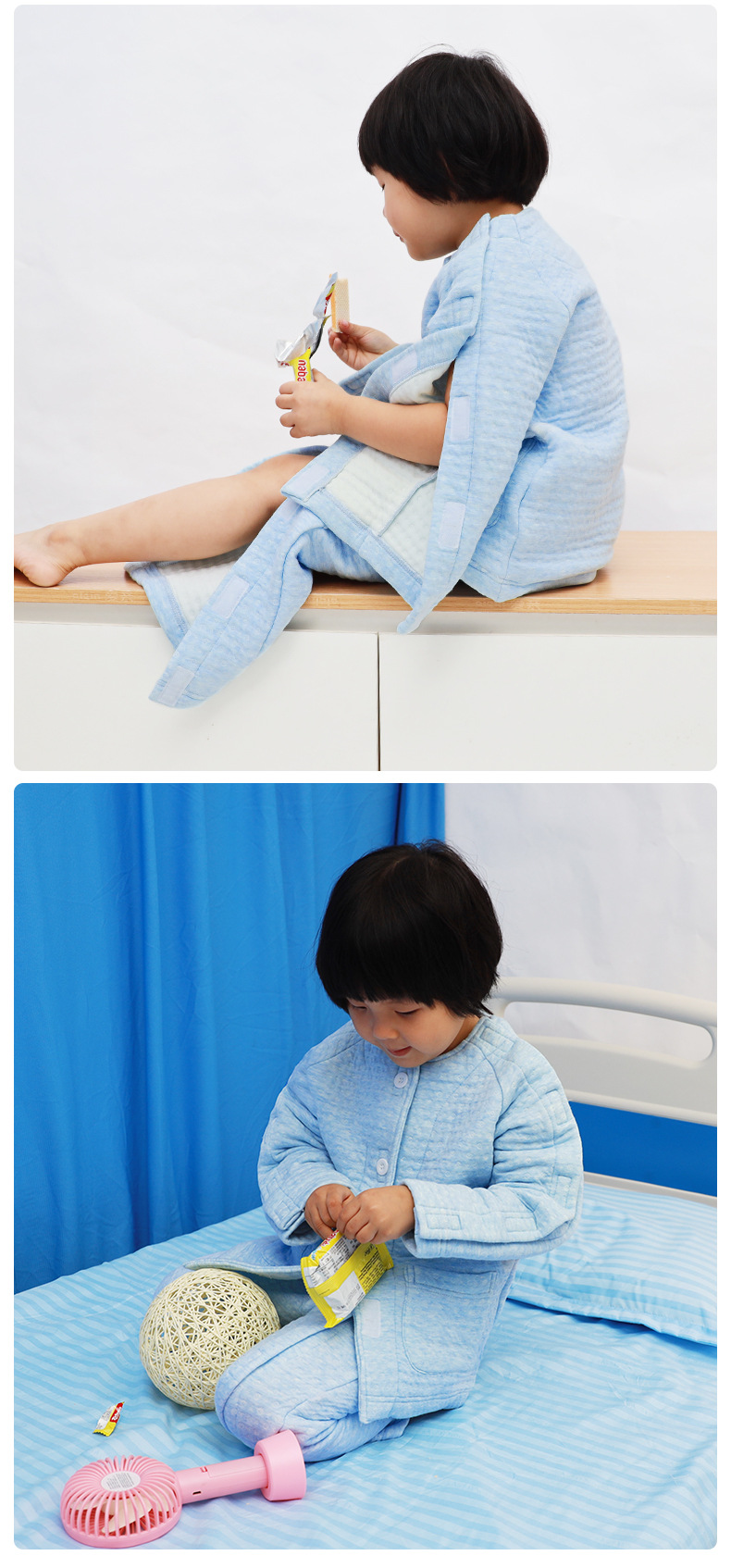 儿童骨折护理服手脚打石膏方便穿脱衣服睡衣小孩住院病号服全开式